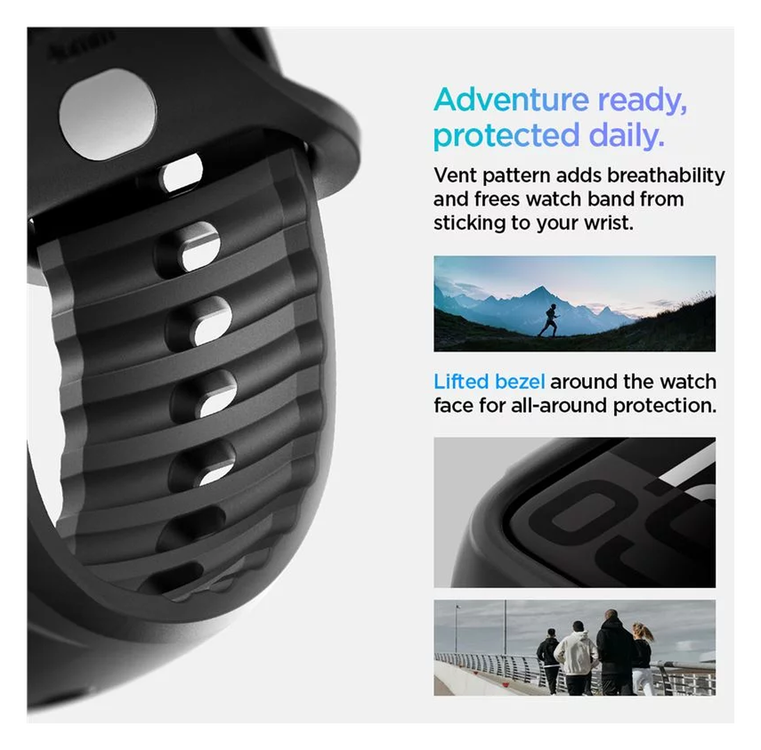 Spigen Liquid Air Pro - Apple Watch 10 - 46MM Hoesje en Bandje - Zwart afbeelding 4