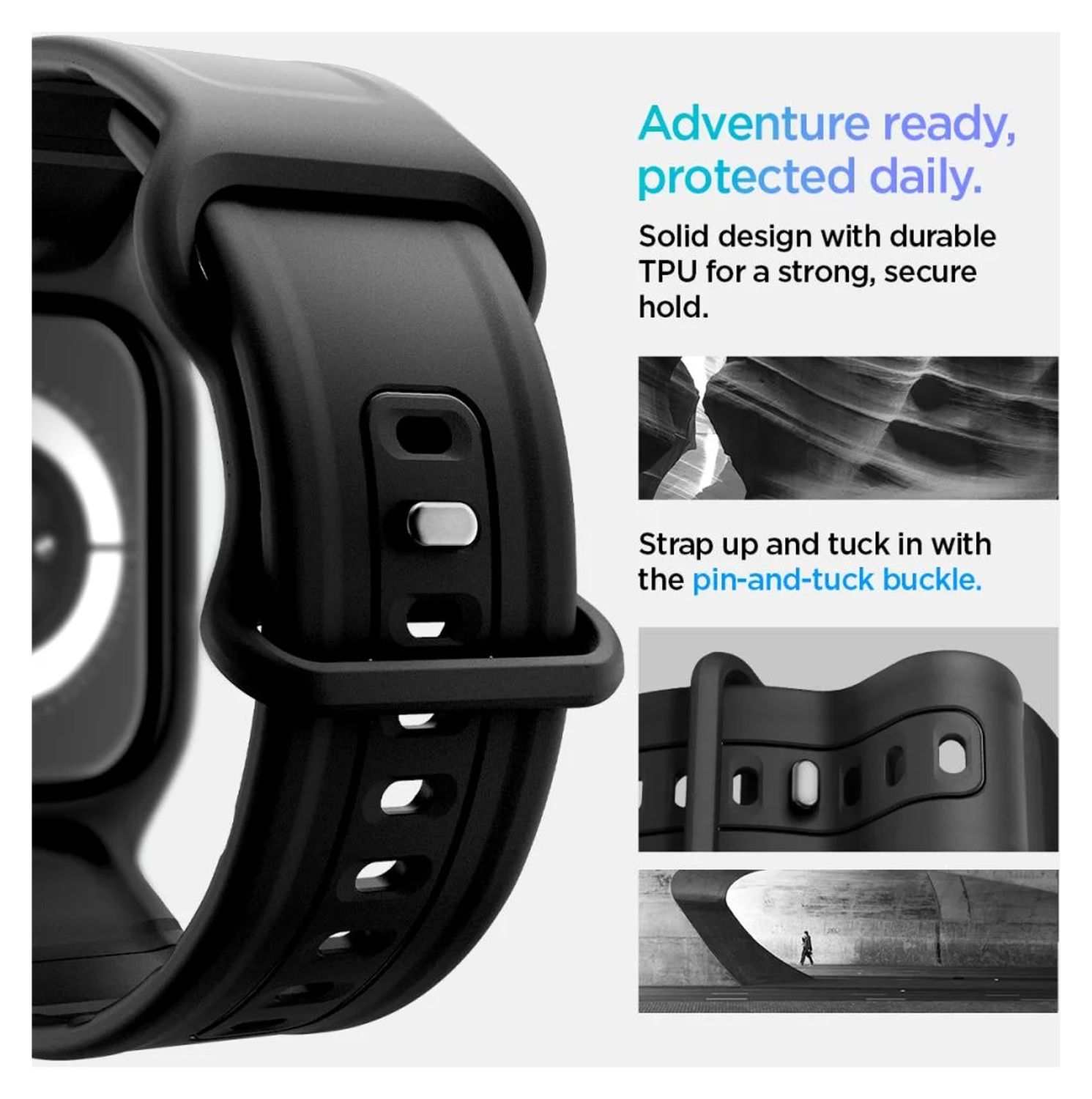 Spigen Vault Pro - Apple Watch 10 42MM Hoesje en Bandje - Zwart afbeelding 2