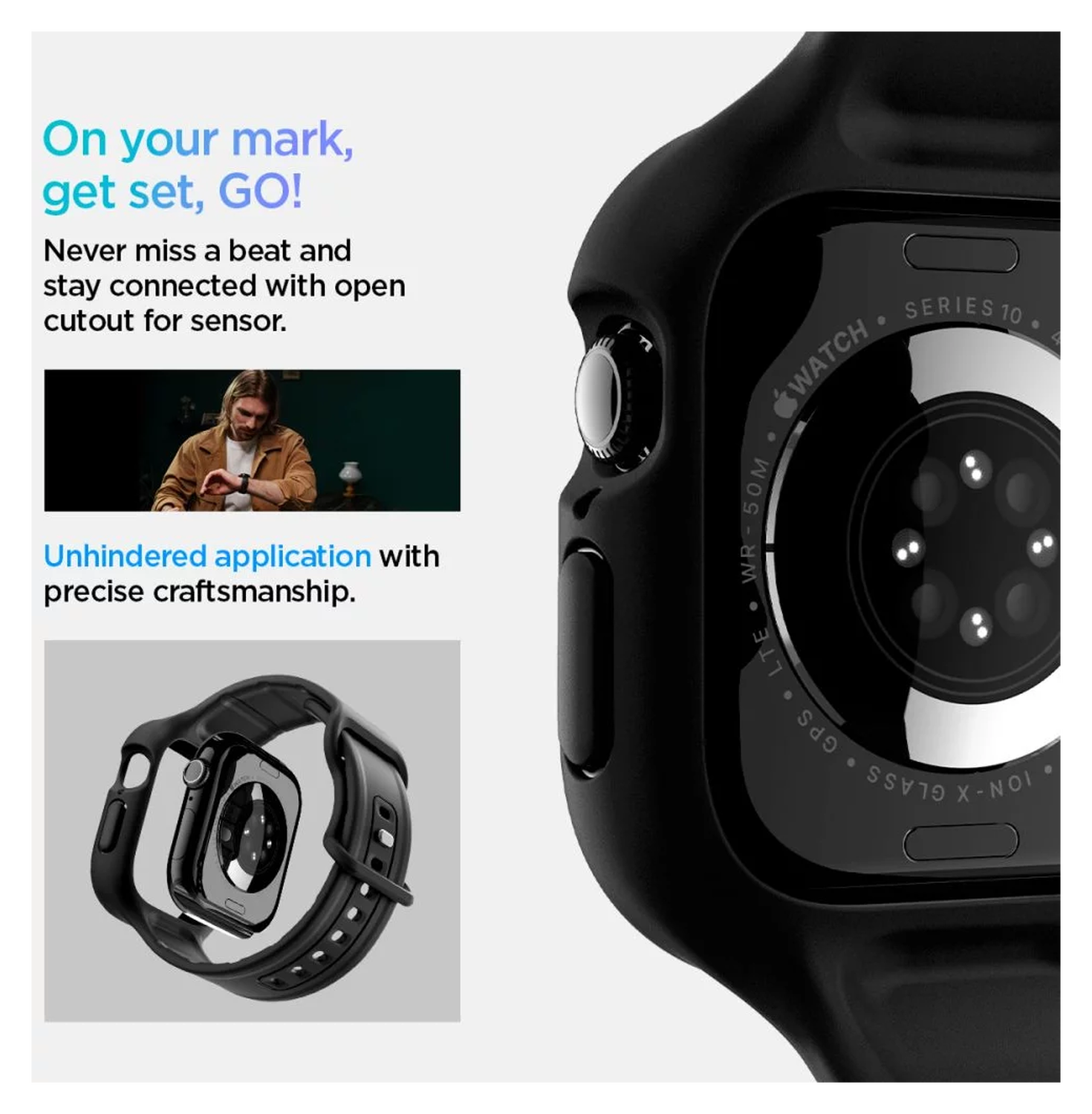 Spigen Vault Pro - Apple Watch 10 42MM Hoesje en Bandje - Zwart afbeelding 3