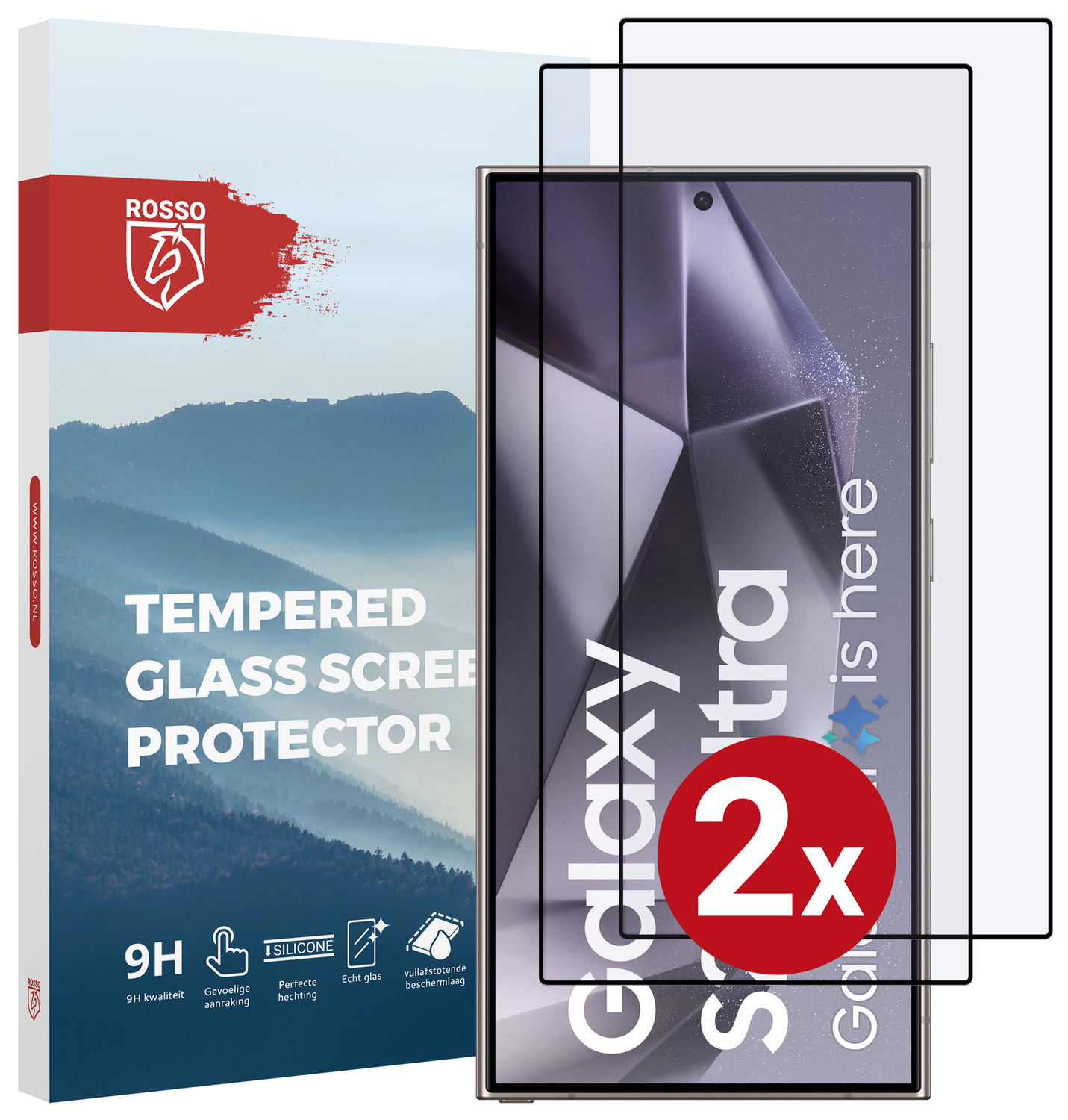 Duo Pack Rosso Samsung Galaxy S24 Ultra 9H Tempered Glass afbeelding 7