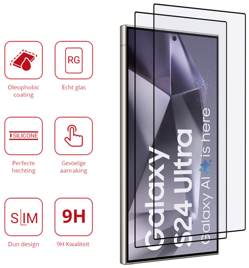 Duo Pack Rosso Samsung Galaxy S24 Ultra 9H Tempered Glass afbeelding 4