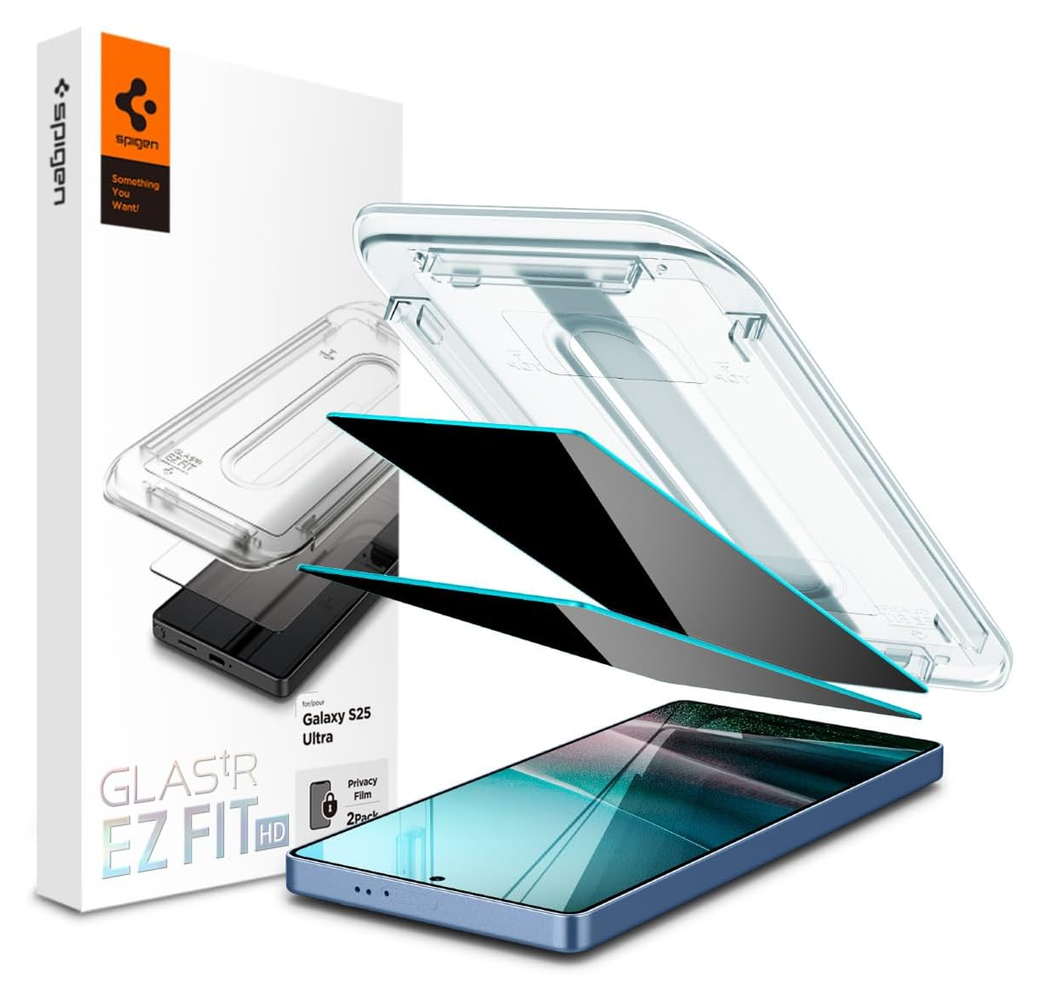 Spigen GLAS.tR EZ Fit HD Samsung Galaxy S25 Ultra Privacy Glass 2-Pack afbeelding 1