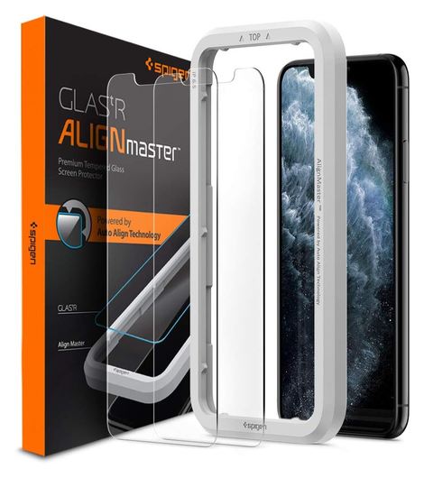 Spigen AlignMaster iPhone 11 Pro/XS/X Screen Protector Tempered Glass (2-Pack) afbeelding 1