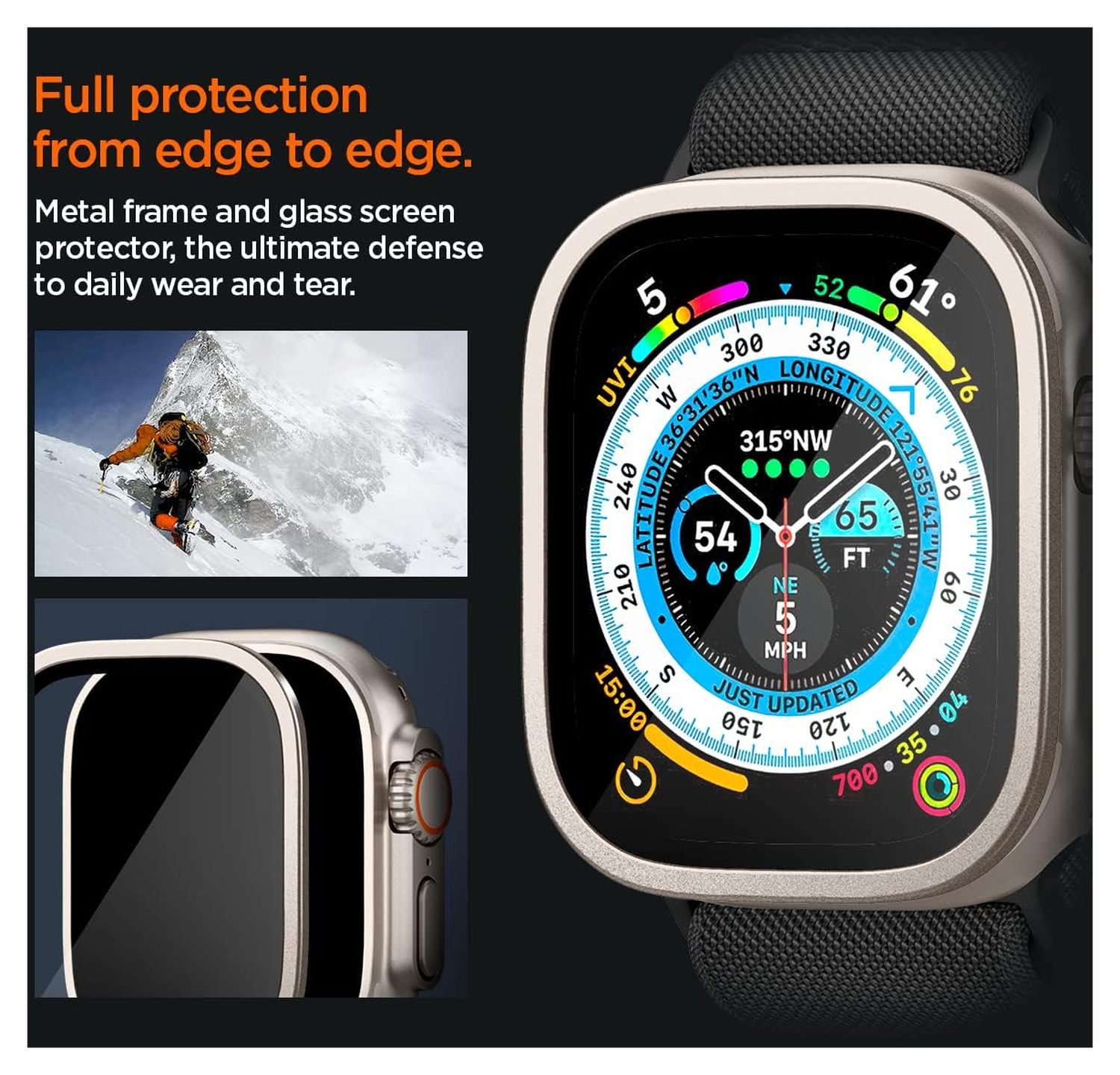 Spigen Glas.tR Slim Pro - Apple Watch Ultra (2) Screen Protector - Titanium afbeelding 4