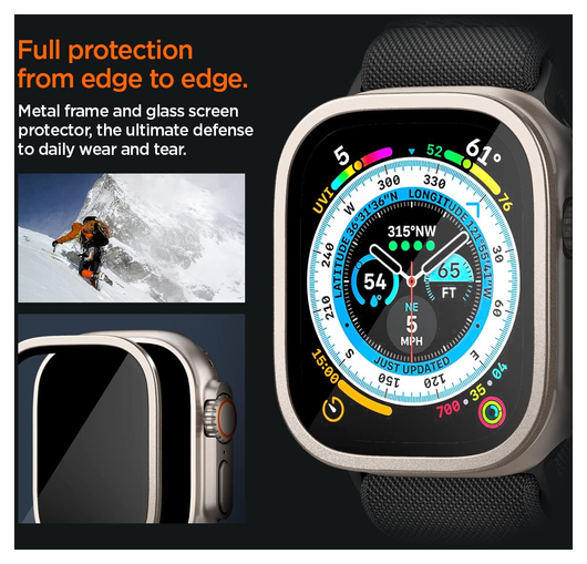 Spigen Glas.tR Slim Pro - Apple Watch Ultra (2) Screen Protector - Titanium afbeelding 4