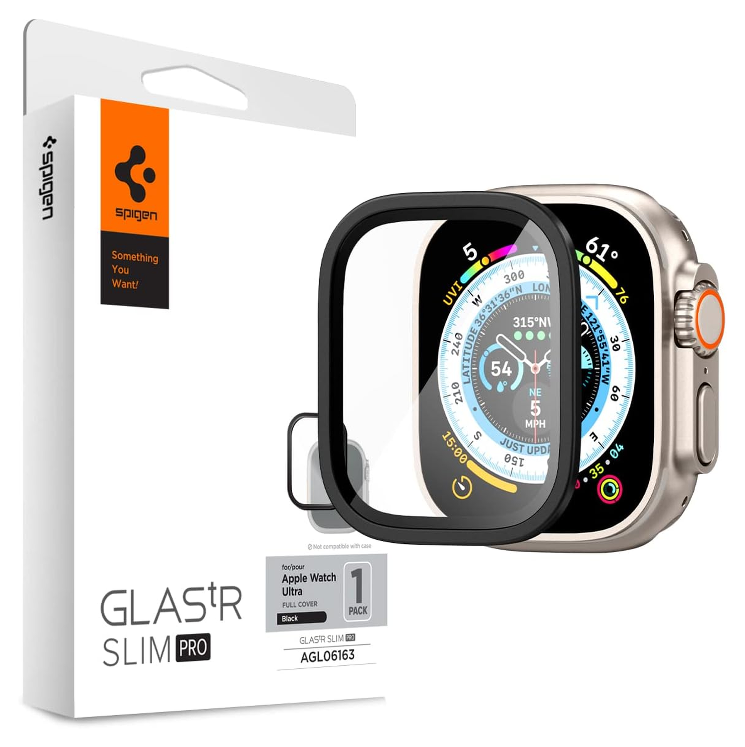 Spigen Glas.tR Slim Pro - Apple Watch Ultra (2) Screen Protector - Zwart afbeelding 1