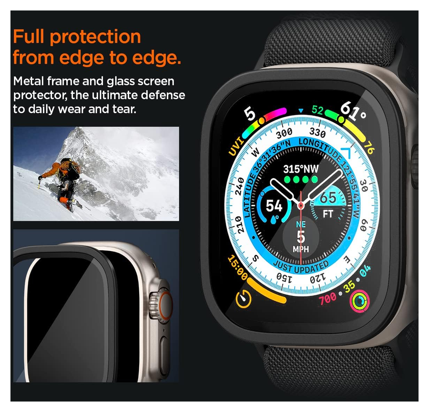 Spigen Glas.tR Slim Pro - Apple Watch Ultra (2) Screen Protector - Zwart afbeelding 4