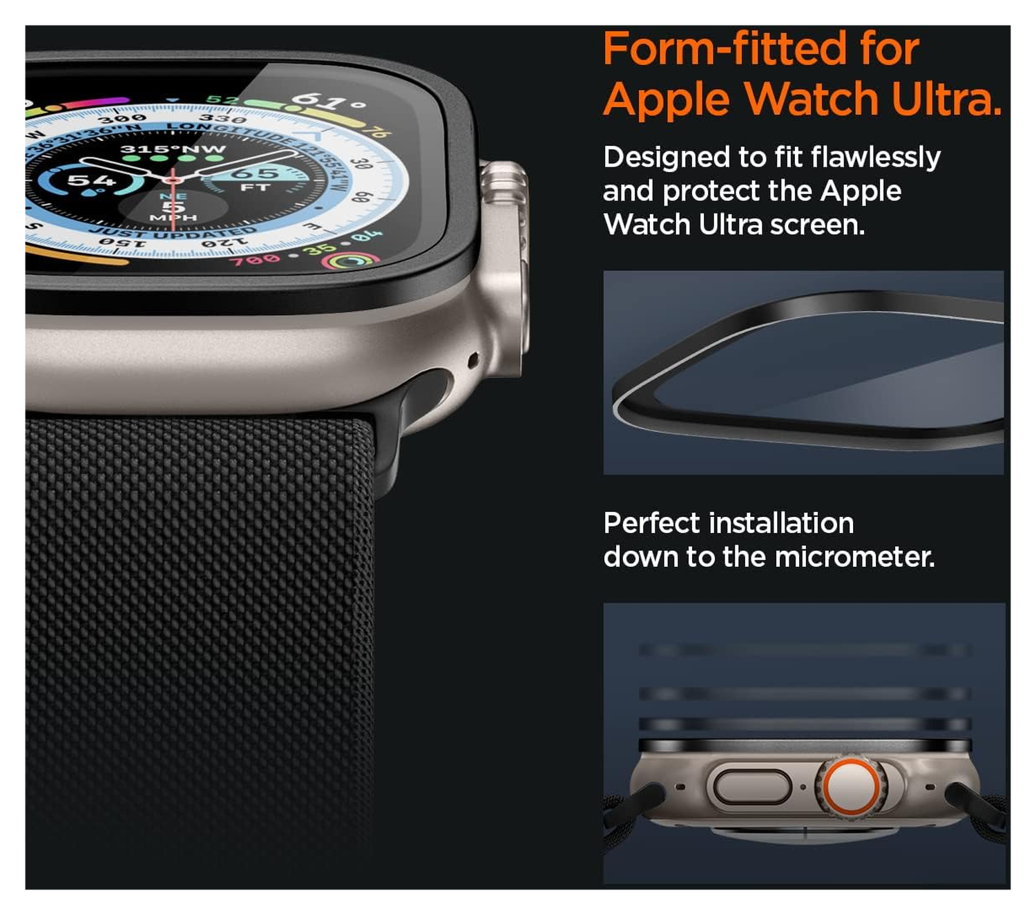 Spigen Glas.tR Slim Pro - Apple Watch Ultra (2) Screen Protector - Zwart afbeelding 5