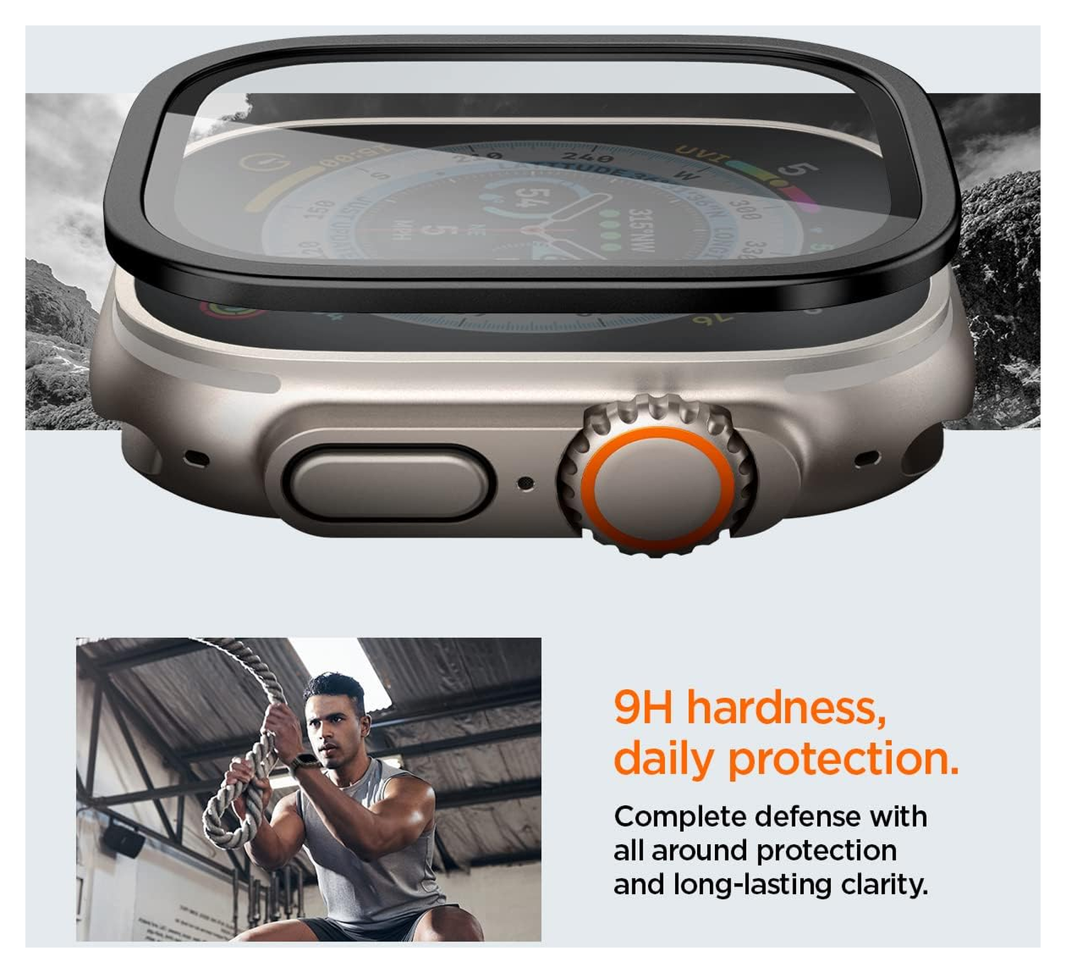Spigen Glas.tR Slim Pro - Apple Watch Ultra (2) Screen Protector - Zwart afbeelding 6