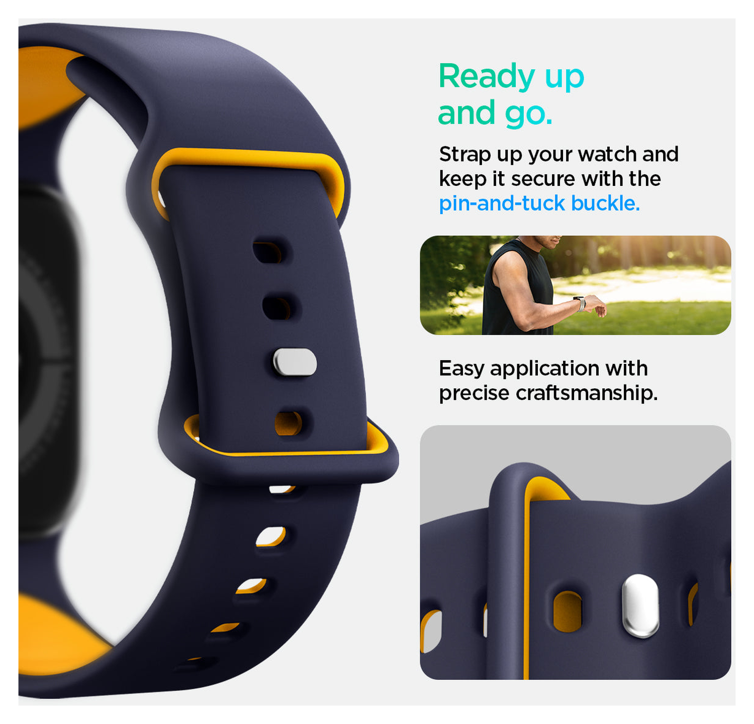 Spigen - Apple Watch 1-10/SE/Ultra Bandje - 49/46/45/44/42MM Bandje - Blauw afbeelding 2