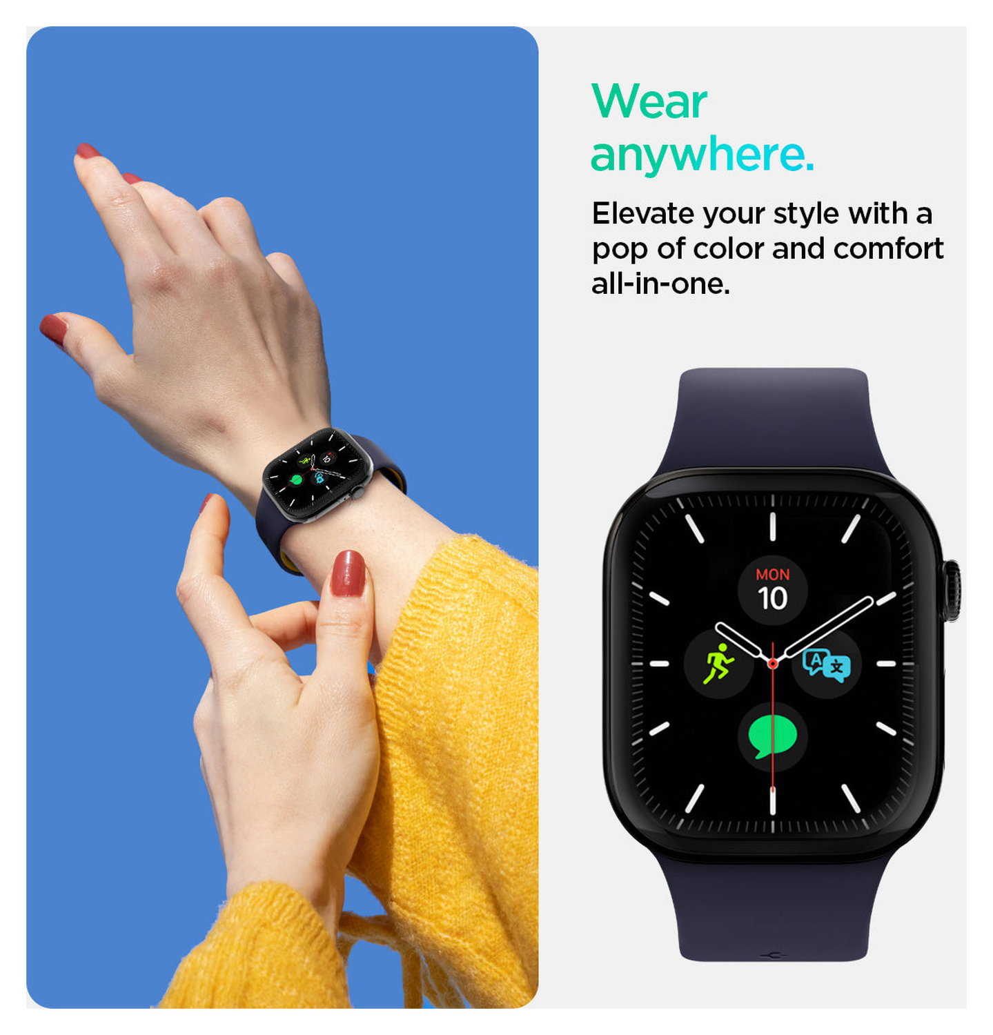 Spigen - Apple Watch 1-10/SE/Ultra Bandje - 49/46/45/44/42MM Bandje - Blauw afbeelding 4