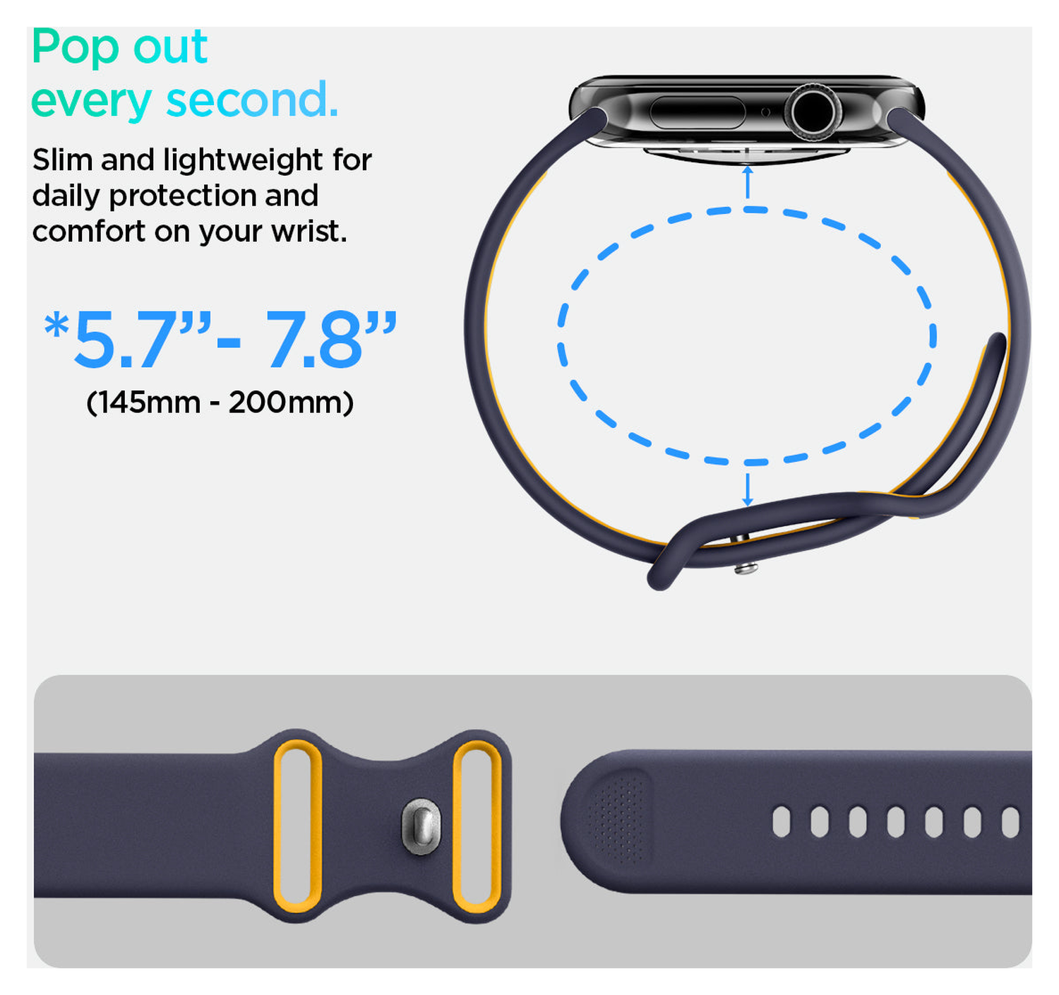 Spigen - Apple Watch 1-10/SE/Ultra Bandje - 49/46/45/44/42MM Bandje - Blauw afbeelding 5