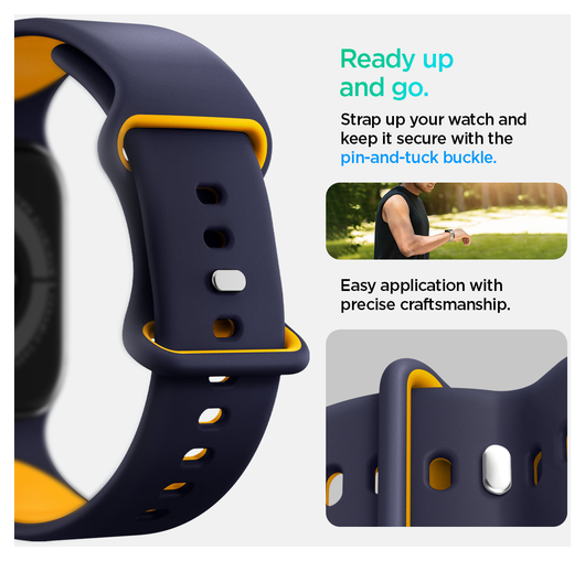 Spigen - Apple Watch 1-10/SE/Ultra Bandje - 49/46/45/44/42MM Bandje - Blauw afbeelding 2