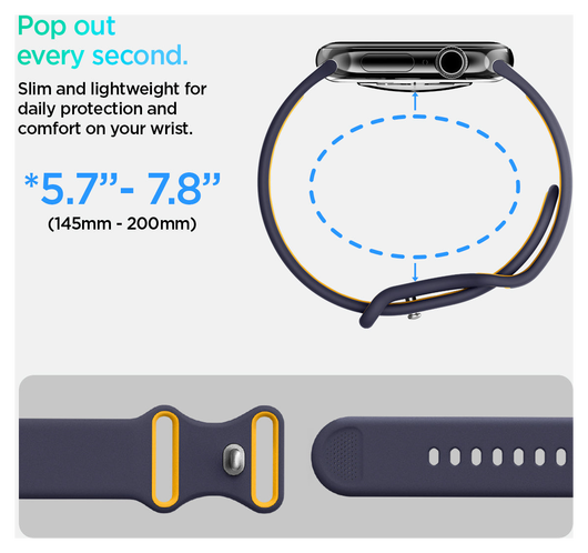 Spigen - Apple Watch 1-10/SE/Ultra Bandje - 49/46/45/44/42MM Bandje - Blauw afbeelding 5