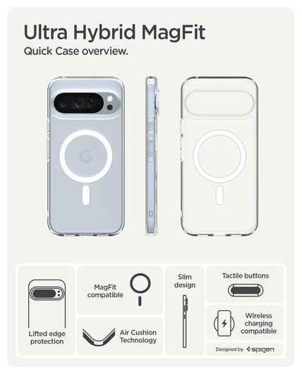 Spigen Ultra Hybrid MagFit Google Pixel 10 / 10 Pro Hoesje MagSafe Clear Wit afbeelding 7