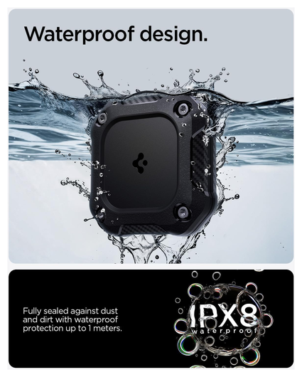 Spigen Tough Armor IP AirTag Hoesje Waterdicht Case met 3M Tape Zwart afbeelding 2
