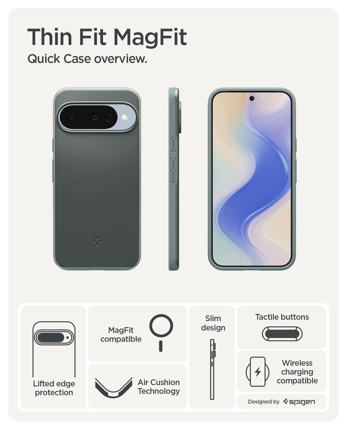 Spigen Thin Fit MagFit Google Pixel 10 / 10 Pro Hoesje MagSafe Back Cover Groen afbeelding 8