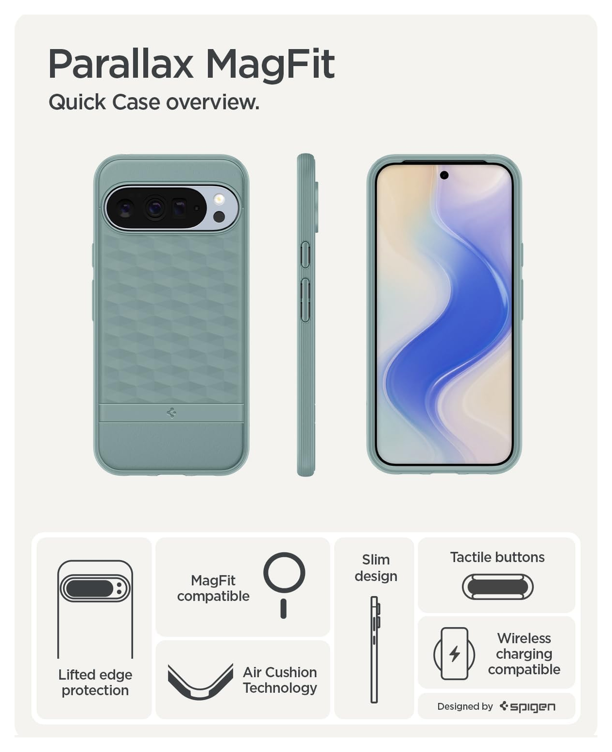 Spigen Parallax MagFit Google Pixel 10 / 10 Pro Hoesje Back Cover Groen afbeelding 4