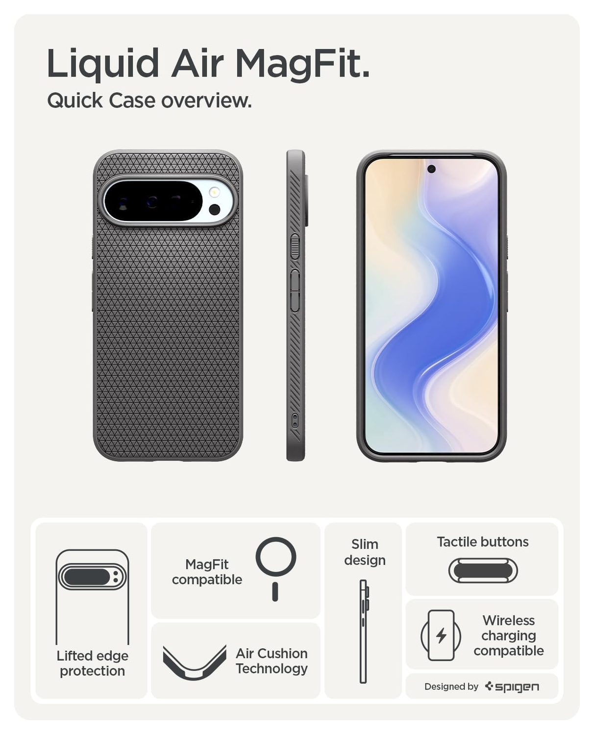 Spigen Liquid Air MagFit Google Pixel 10 Pro XL Hoesje MagSafe Back Cover Grijs afbeelding 3