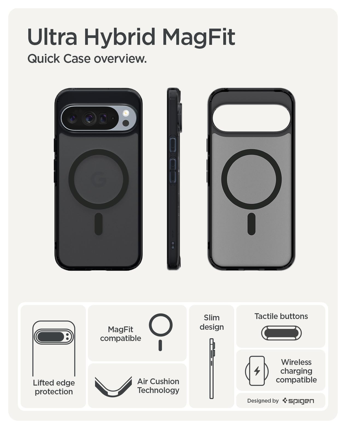 Spigen Ultra Hybrid MagFit Google Pixel 10 Pro XL Hoesje MagSafe Frost Zwart afbeelding 4