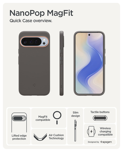 Spigen Nano Pop MagFit Google Pixel 10 / 10 Pro Hoesje MagSafe Back Cover Grijs afbeelding 4
