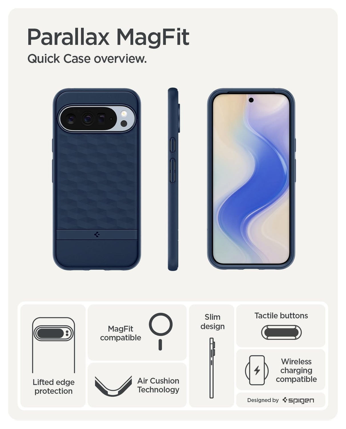 Spigen Parallax MagFit Google Pixel 10 Pro XL Hoesje Back Cover Blauw afbeelding 5