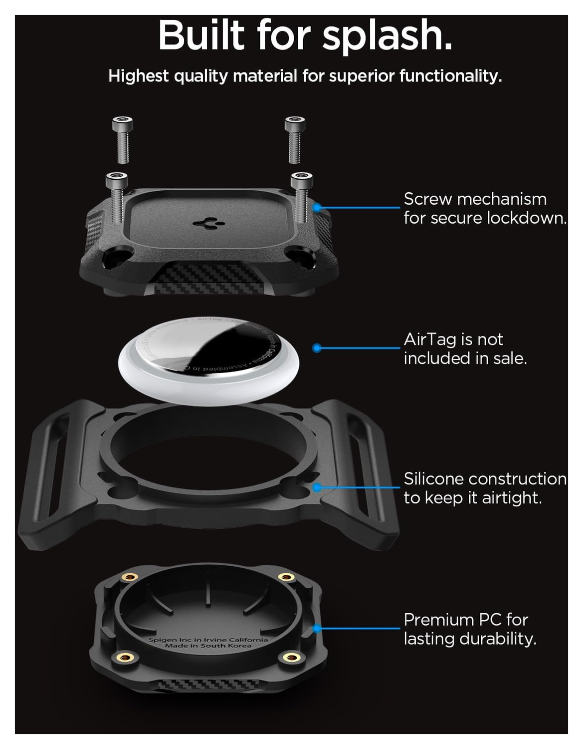 Spigen Pet Collar AirTag Hoesje voor Huisdieren Halsband Hond/Kat Zwart afbeelding 3