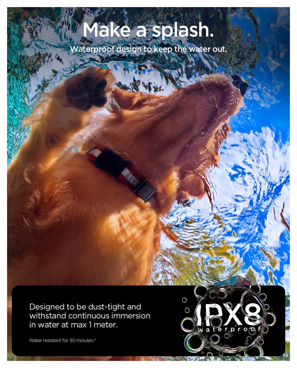 Spigen Pet Collar AirTag Hoesje voor Huisdieren Halsband Hond/Kat Zwart afbeelding 6