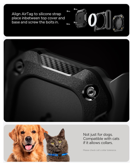 Spigen Pet Collar AirTag Hoesje voor Huisdieren Halsband Hond/Kat Zwart afbeelding 5