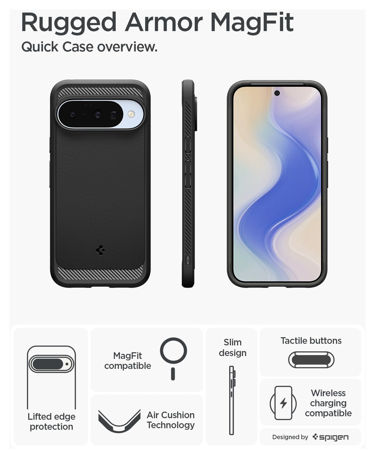 Spigen Rugged Armor MagFit Google Pixel 10 / 10 Pro Hoesje MagSafe Matte Zwart afbeelding 9