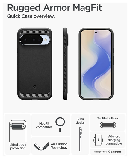 Spigen Rugged Armor MagFit Google Pixel 10 / 10 Pro Hoesje MagSafe Matte Zwart afbeelding 9