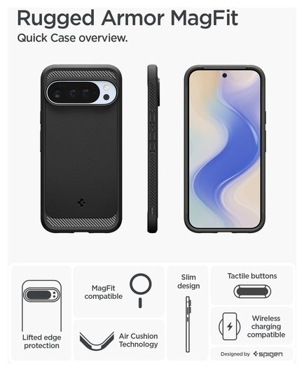 Spigen Rugged Armor MagFit Google Pixel 10 Pro XL Hoesje MagSafe Matte Zwart afbeelding 3