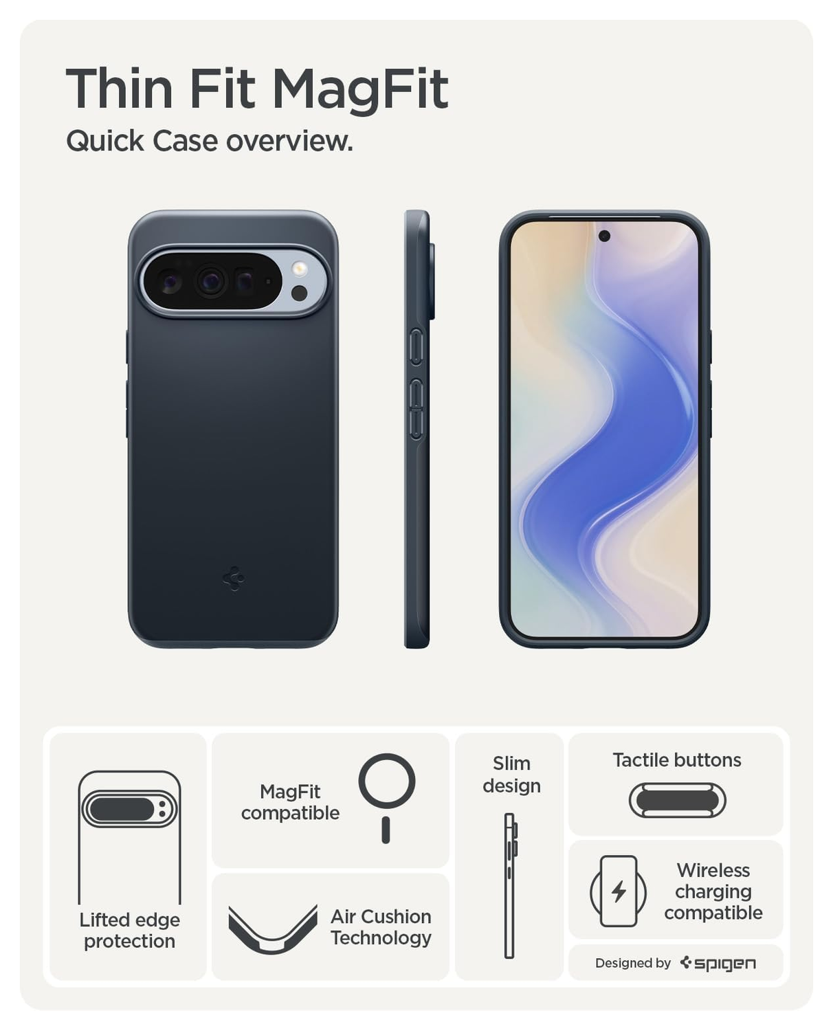 Spigen Thin Fit MagFit Google Pixel 10 / 10 Pro Hoesje MagSafe Metal Slate afbeelding 3