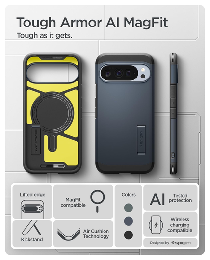 Spigen Tough Armor Google Pixel 10 Pro XL Hoesje MagSafe Back Cover Metal Slate afbeelding 4