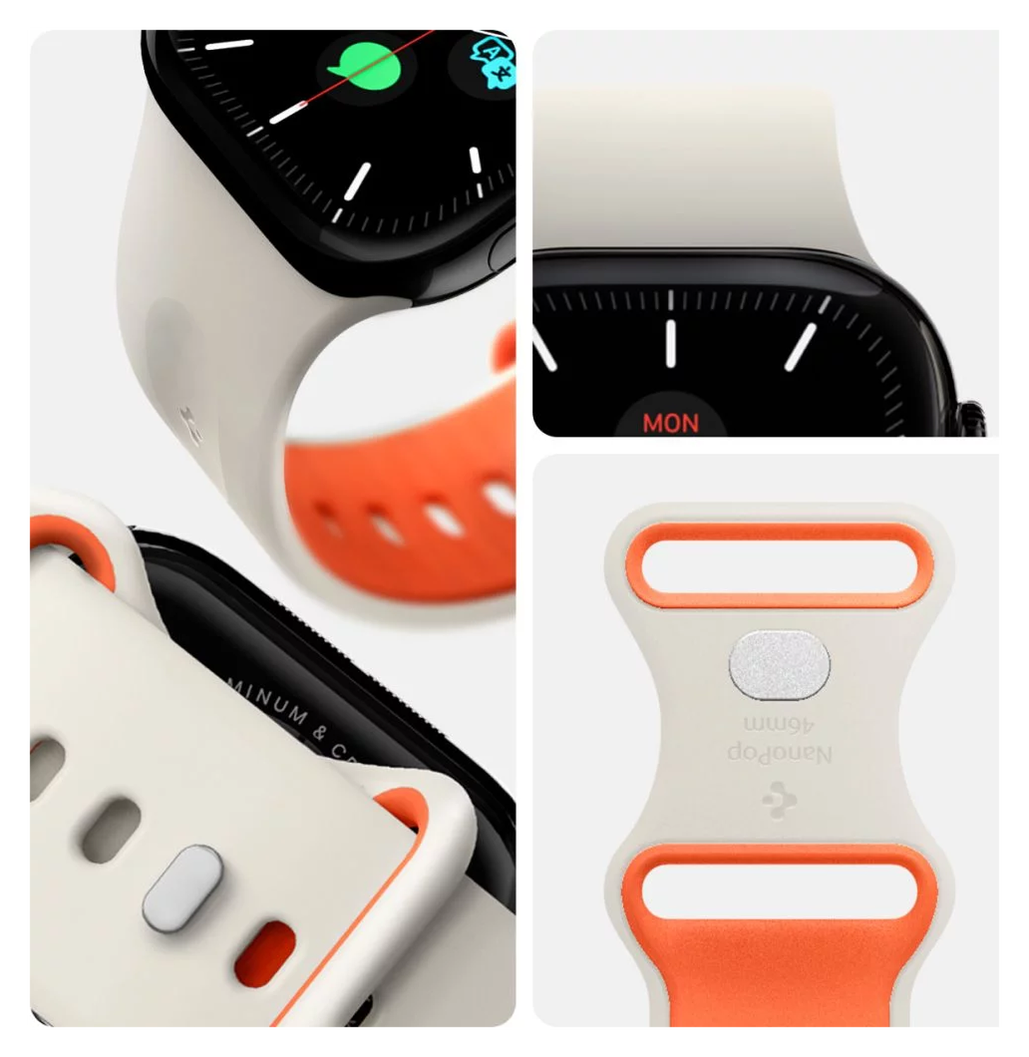 Spigen - Apple Watch 1-10/SE/Ultra Bandje - 49/46/45/44/42MM Bandje - Beige afbeelding 6