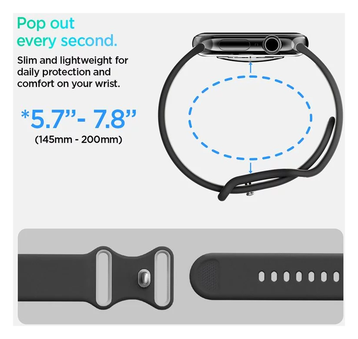 Spigen - Apple Watch 1-10/SE/Ultra Bandje - 49/46/45/44/42MM Bandje - Zwart afbeelding 5