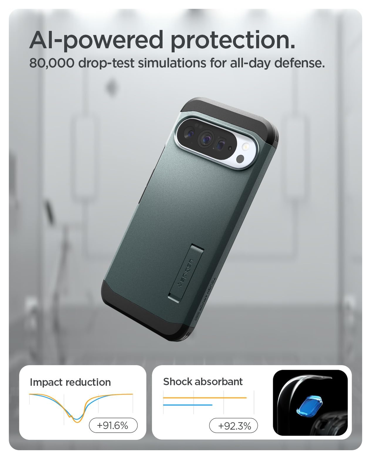 Spigen Tough Armor Google Pixel 10 Pro XL Hoesje MagSafe Back Cover Groen afbeelding 3