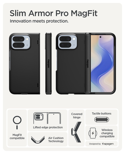 Spigen Slim Armor Pro Google Pixel 10 Pro Fold Hoesje MagSafe Back Cover Zwart afbeelding 3