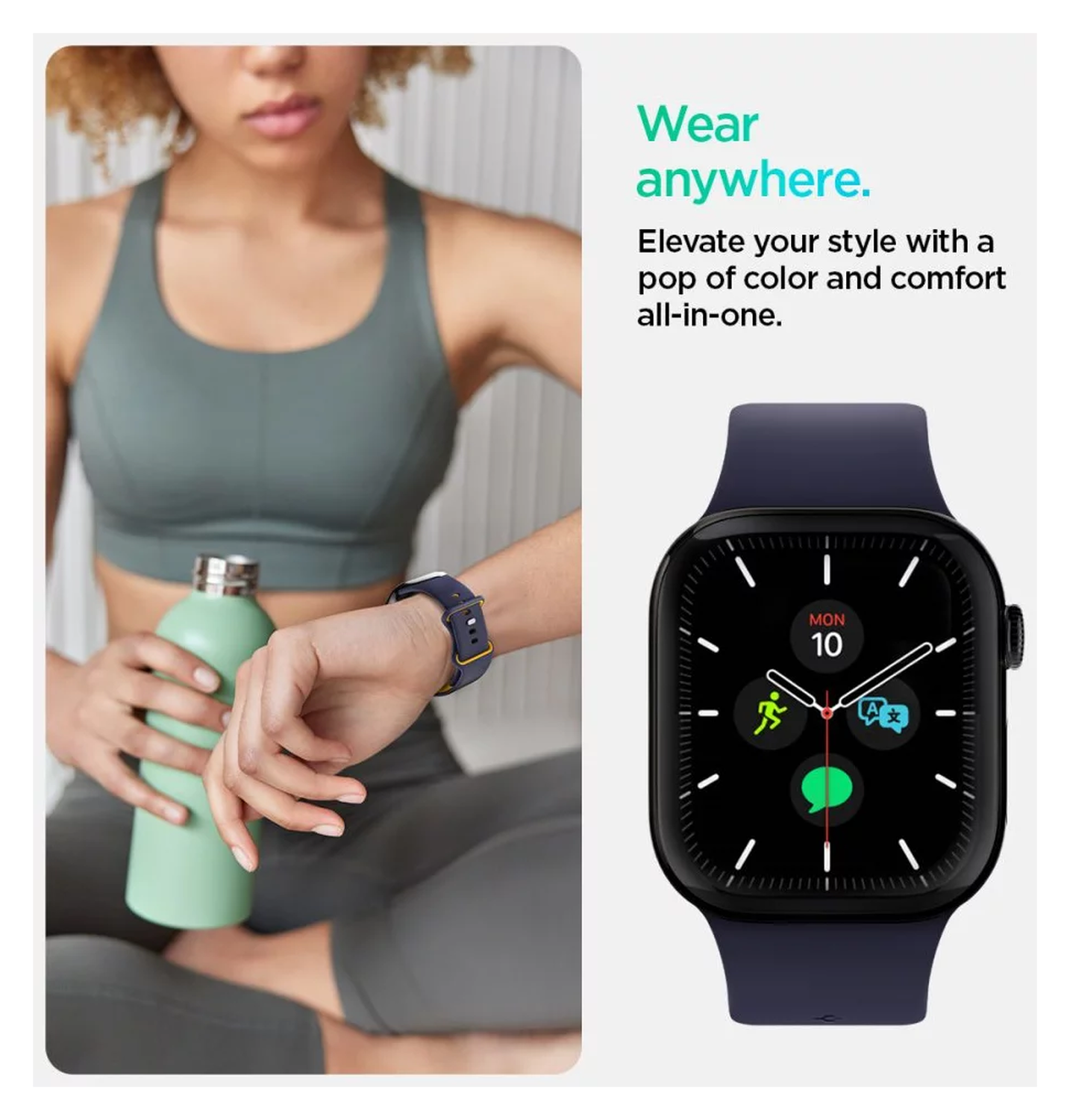 Spigen Nano Pop - Apple Watch 1-10/SE - 42/41/40/38MM Bandje - Blauw Geel afbeelding 4