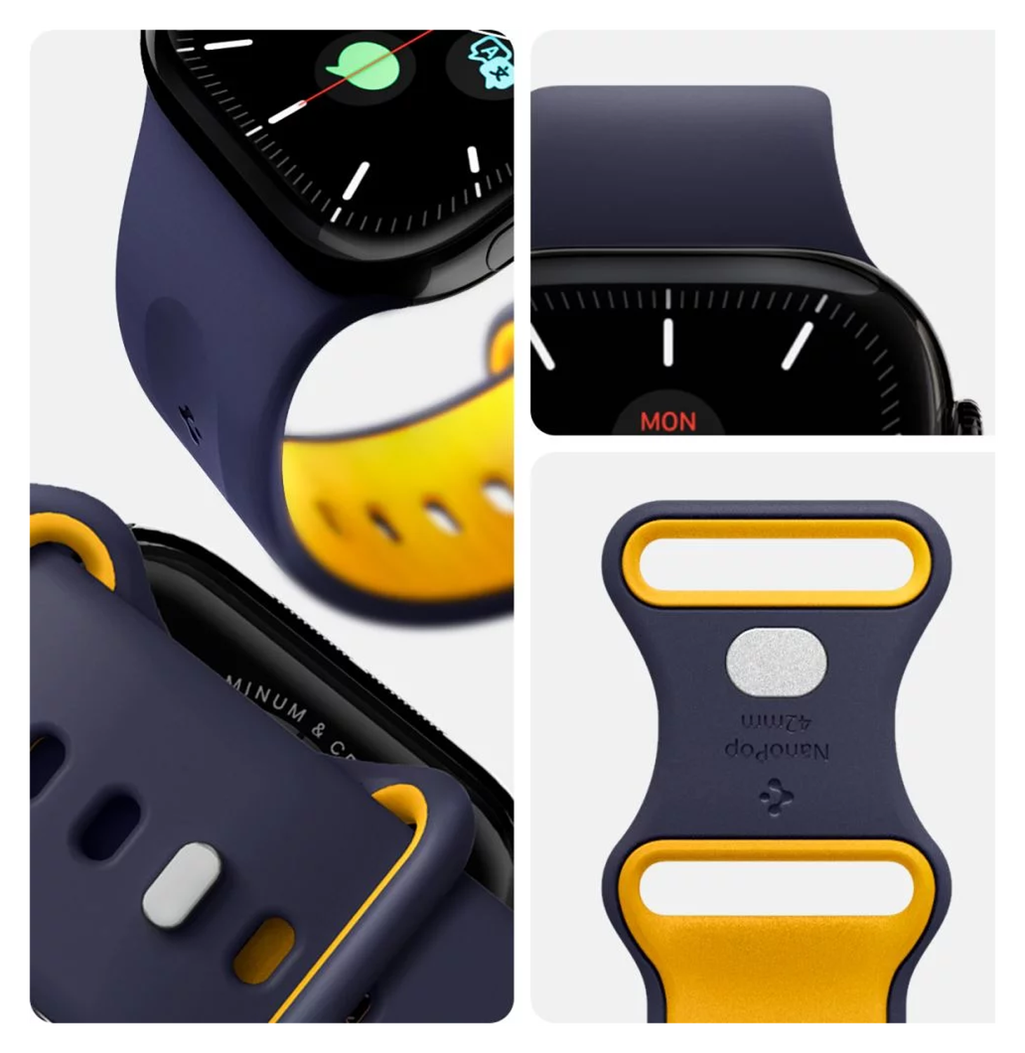 Spigen Nano Pop - Apple Watch 1-10/SE - 42/41/40/38MM Bandje - Blauw Geel afbeelding 6