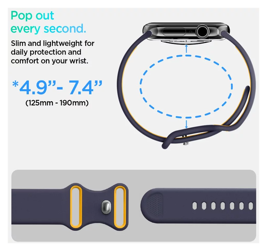 Spigen Nano Pop - Apple Watch 1-10/SE - 42/41/40/38MM Bandje - Blauw Geel afbeelding 5