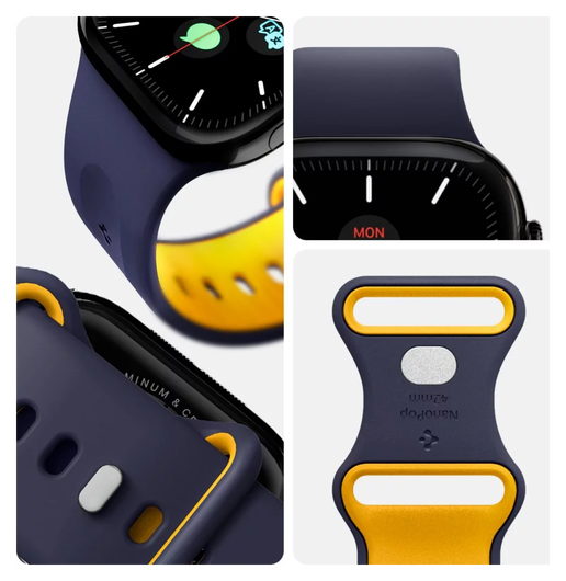 Spigen Nano Pop - Apple Watch 1-10/SE - 42/41/40/38MM Bandje - Blauw Geel afbeelding 6