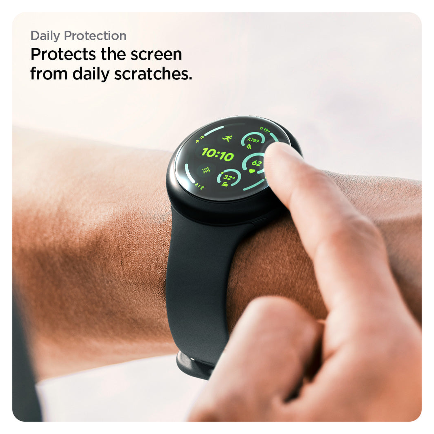 Spigen Eliteshield EZ Fit - Google Pixel Watch 4/3 45MM Screen Protector 2-Pack afbeelding 6