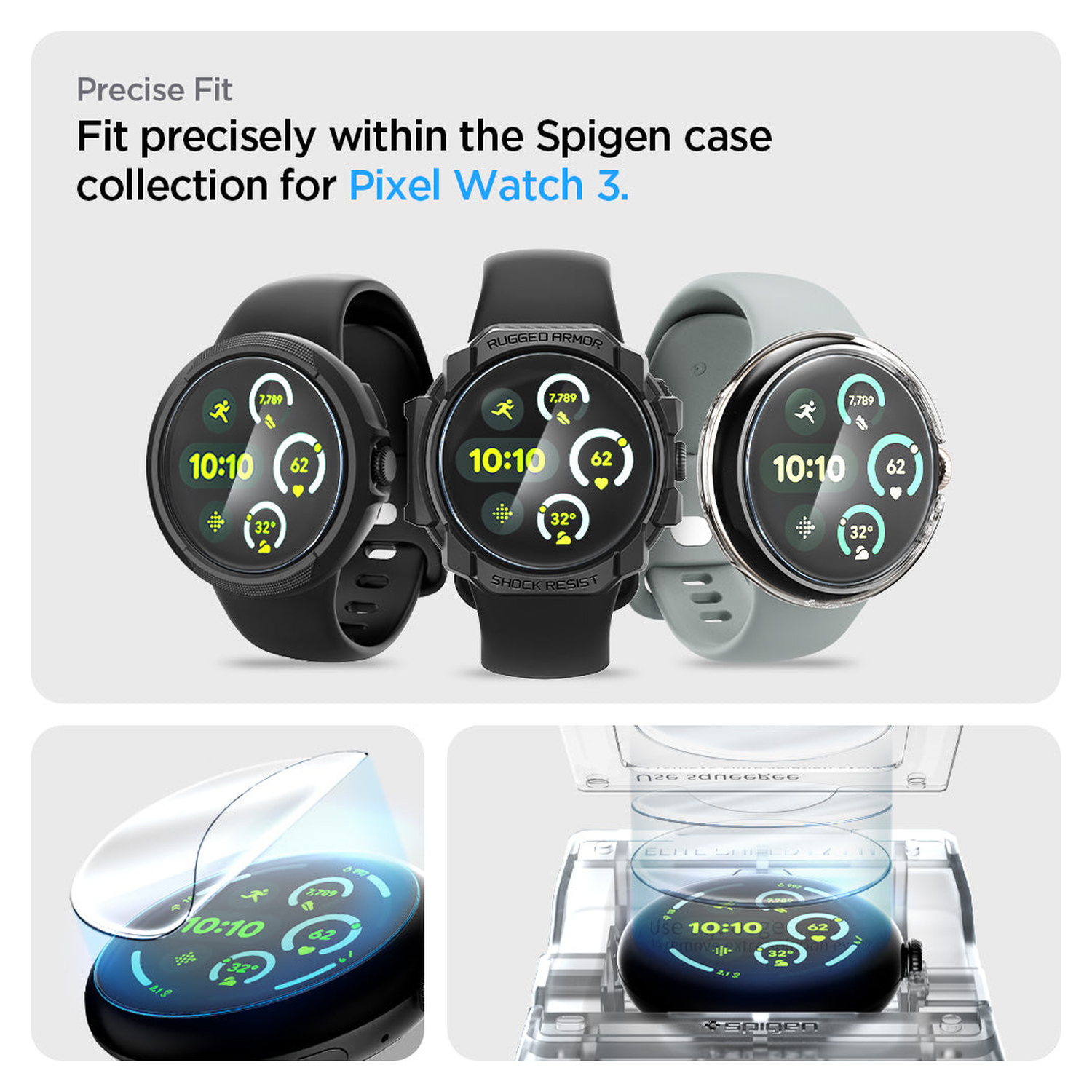 Spigen Eliteshield EZ Fit - Google Pixel Watch 4/3 45MM Screen Protector 2-Pack afbeelding 7