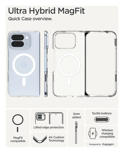 Spigen Ultra Hybrid MagFit Google Pixel 10 Pro Fold Hoesje MagSafe Clear Wit afbeelding 3