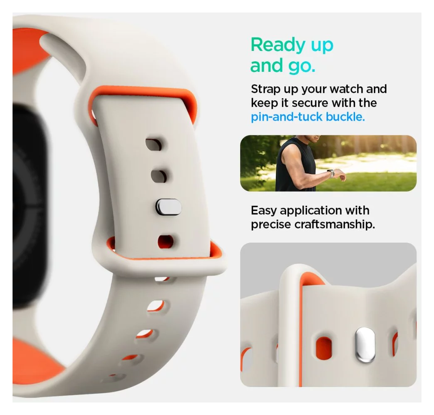 Spigen Nano Pop - Apple Watch 1-10/SE - 42/41/40/38MM Bandje - Oranje Beige afbeelding 2