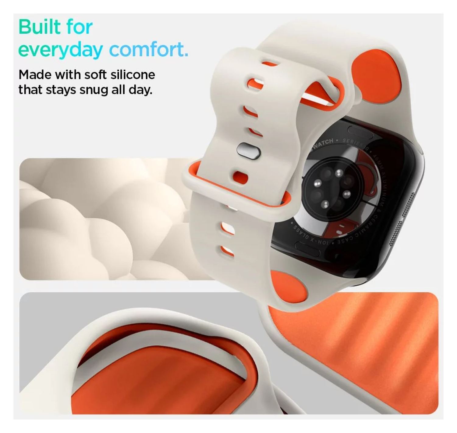 Spigen Nano Pop - Apple Watch 1-10/SE - 42/41/40/38MM Bandje - Oranje Beige afbeelding 3