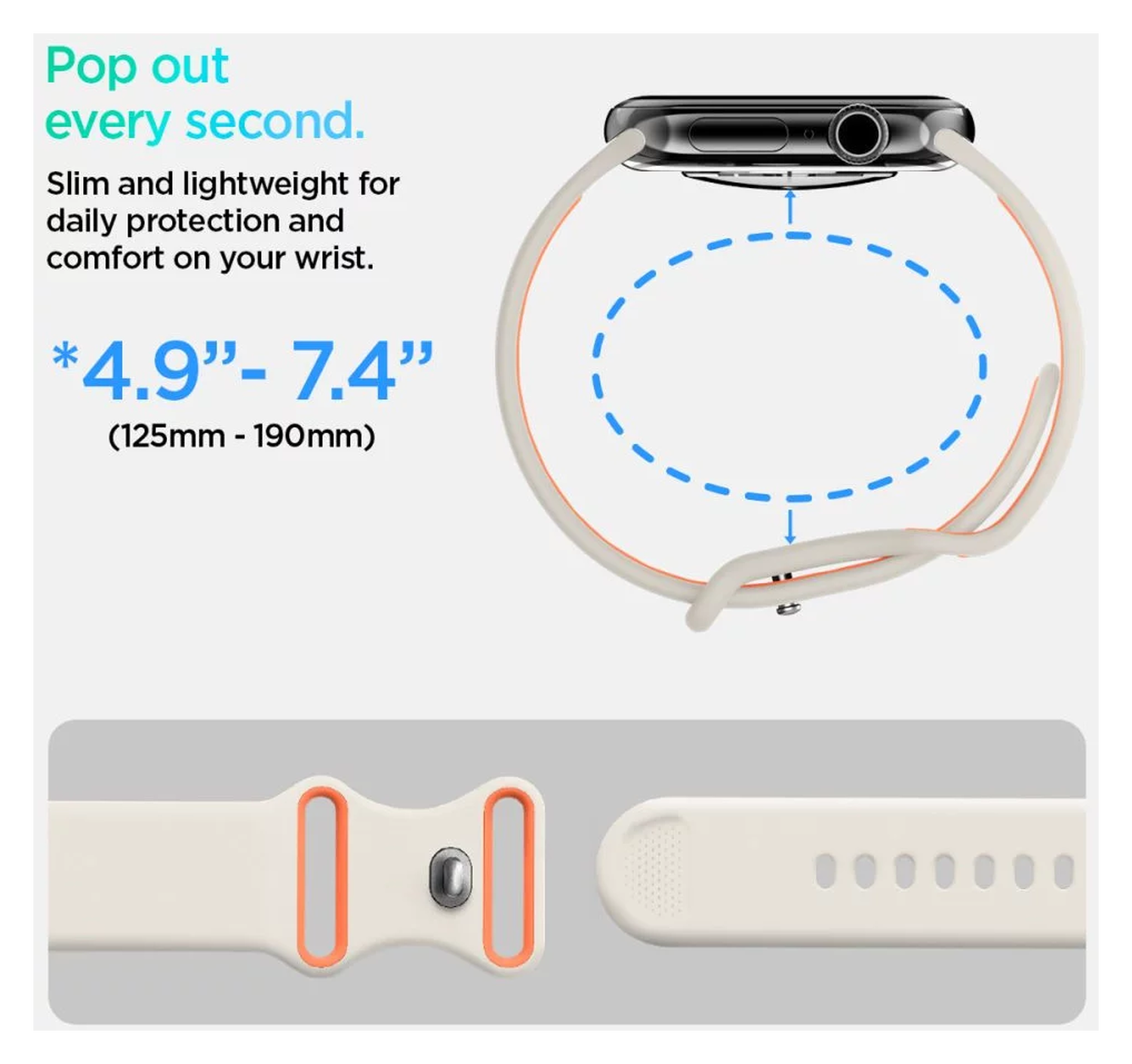 Spigen Nano Pop - Apple Watch 1-10/SE - 42/41/40/38MM Bandje - Oranje Beige afbeelding 5