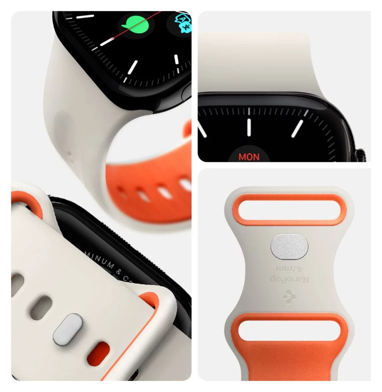 Spigen Nano Pop - Apple Watch 1-10/SE - 42/41/40/38MM Bandje - Oranje Beige afbeelding 6