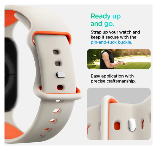 Spigen Nano Pop - Apple Watch 1-10/SE - 42/41/40/38MM Bandje - Oranje Beige afbeelding 2